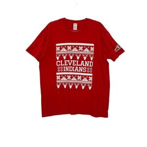 Cleveland‎ Indians Shirt Unisex Size XL Nordic Print Christmas T-Shirt Red/White